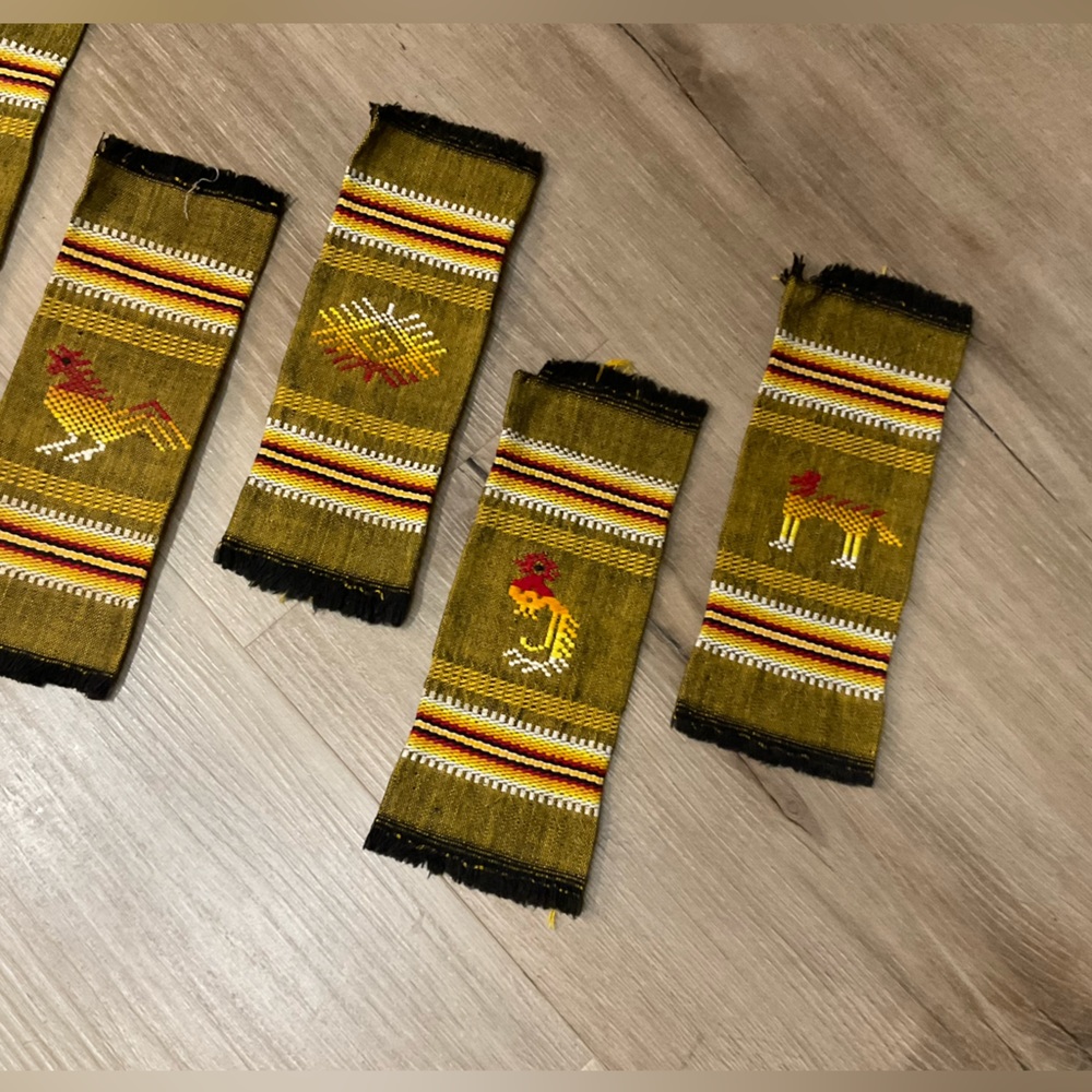 Chimayo Southwestern Set of 6 woven cocktail napkins folk art - Picture 4 of 6